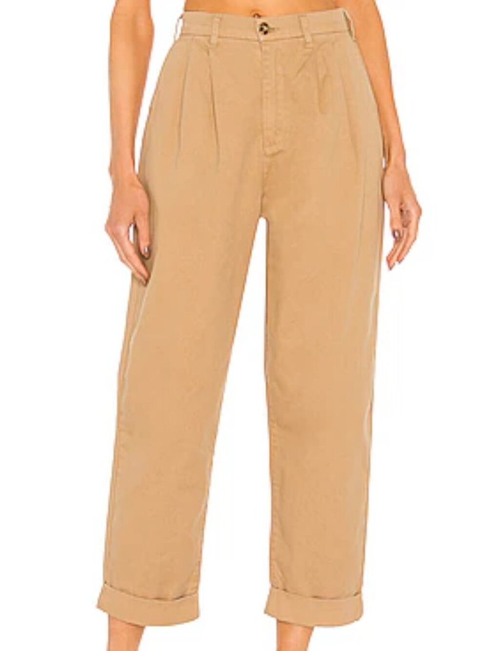 pistola Tan High-Waist Pleated Trousers